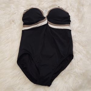 Land’s End Bandeau black one piece swimsuit